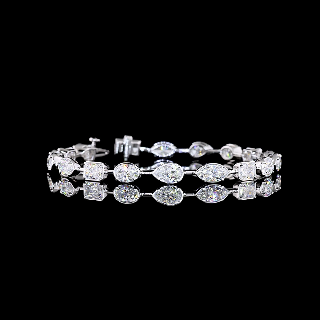 9.23 Cts 14k White Gold Mix Shape Station Bracelet