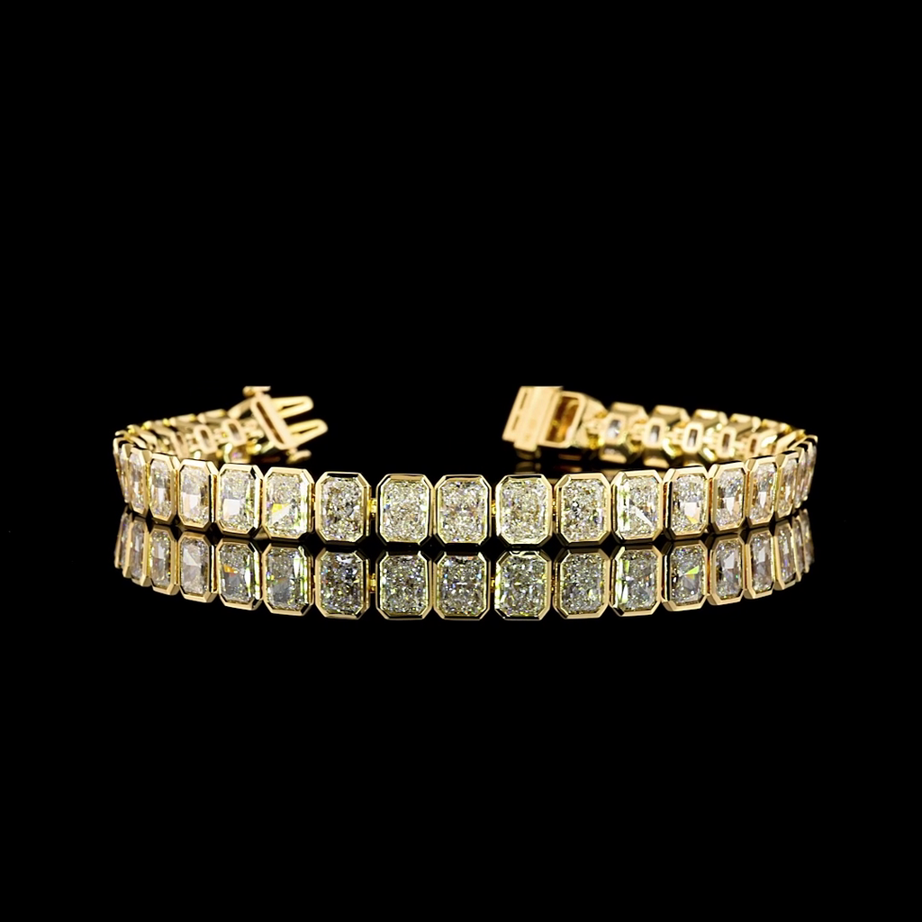 25.89 Cts 14k Yellow Gold Radiant Shape Tennis Bracelet