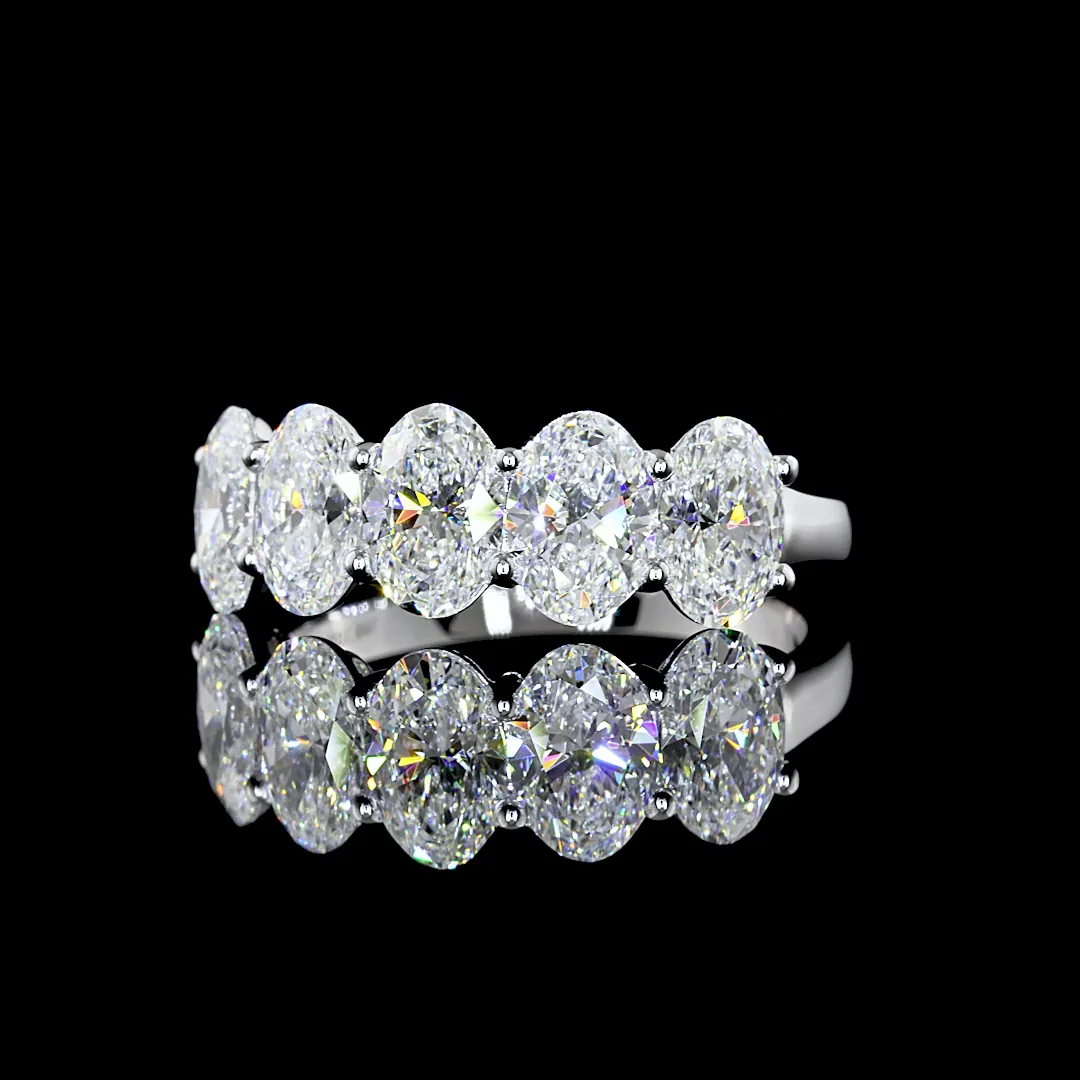 2.92 Cts 14k White Gold Oval Shape 5 Stones Eternity Band