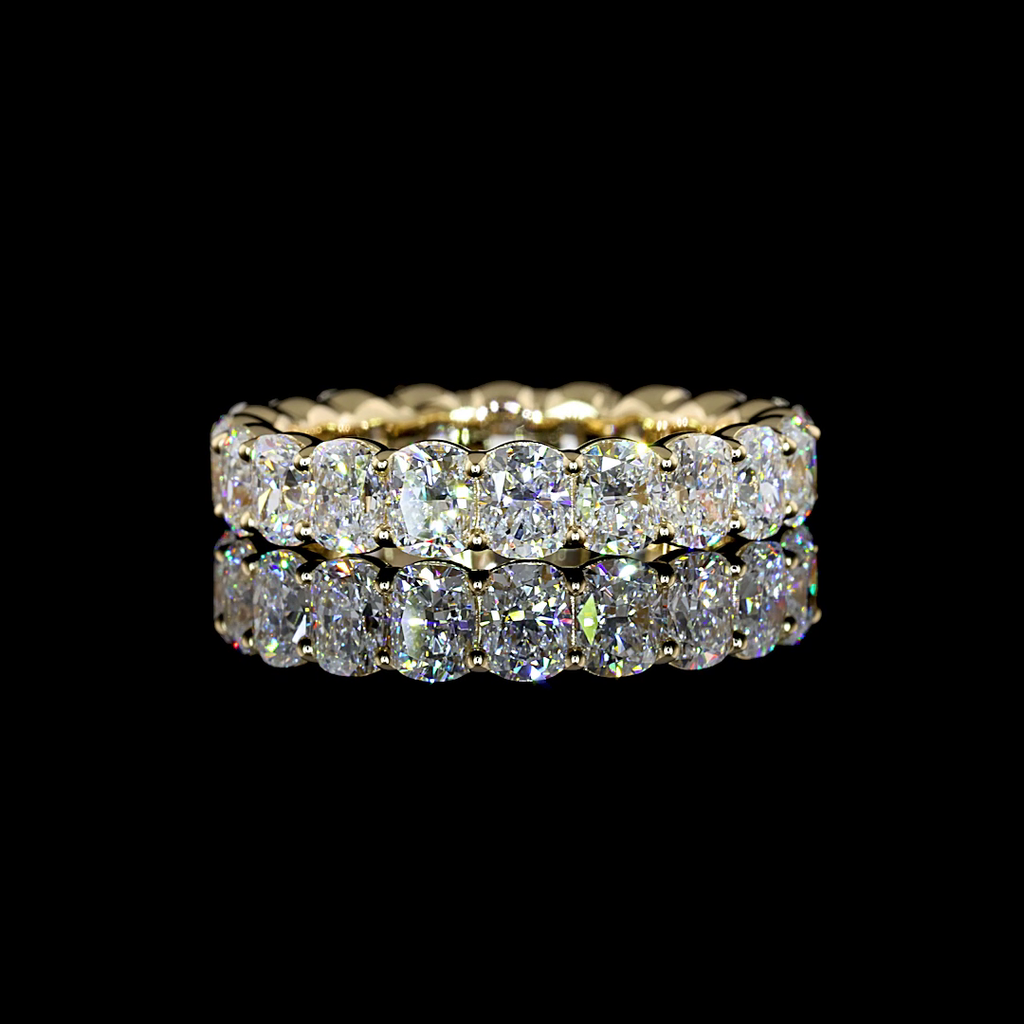 3.58 Cts 14k Yellow Gold Cushion Brilliant Shape Eternity Band Eternity Band