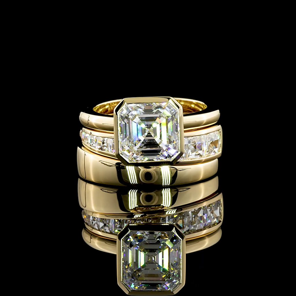 3.22 Cts 14k Yellow Gold Asscher Shape Solitaire Ring