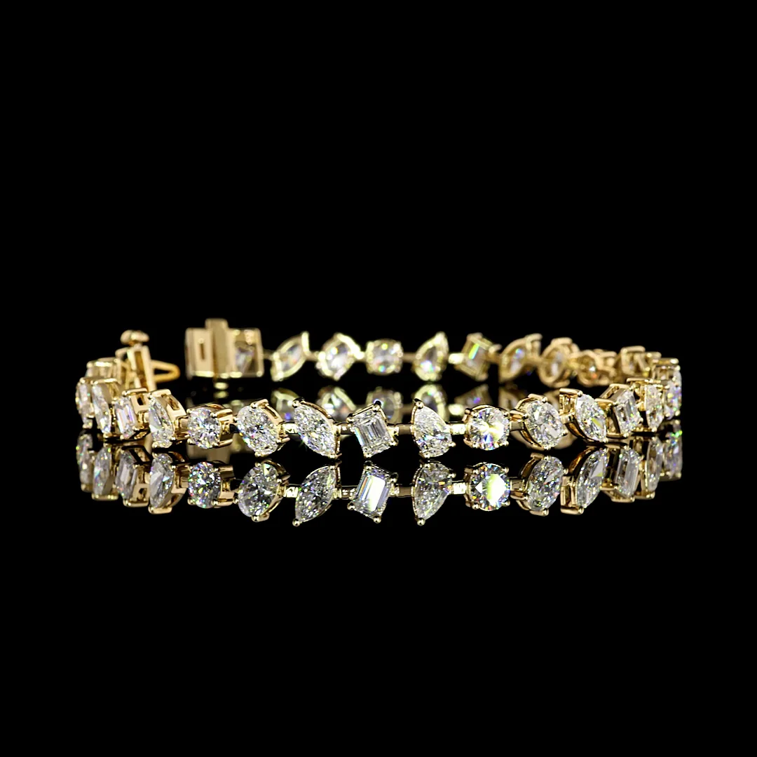 7.11 Cts 14k Yellow Gold Mix Shape Tennis Bracelet