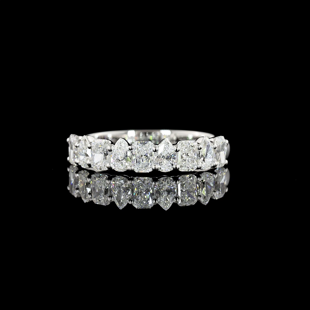 0.97 Cts 14k White Gold Mix Shape Half Eternity Eternity Band