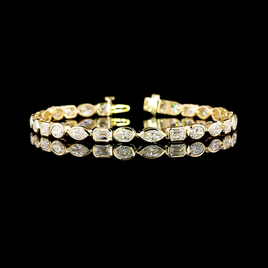 7.9 Cts 14k Yellow Gold Mix Shape Tennis Bracelet
