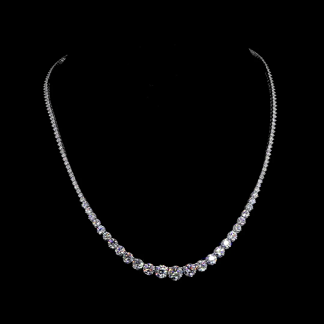 12.96 Cts 14k White Gold Round Shape Riviera Necklace