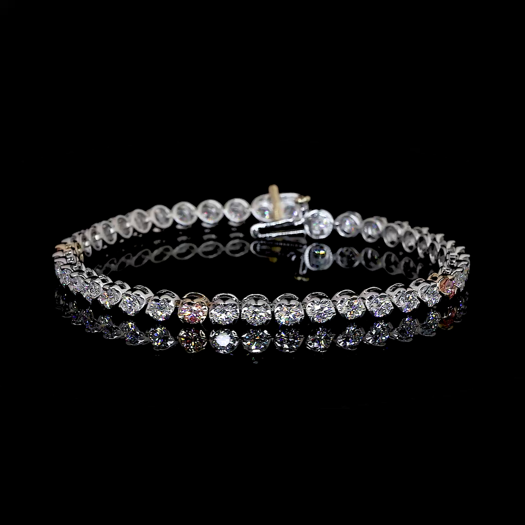 4.46 Cts 14k Two Tone Round Shape Tennis Bracelet