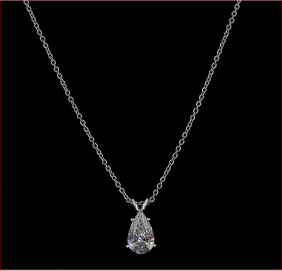 1.04 Cts 14k White Gold Pear Shape Solitaire Pendant