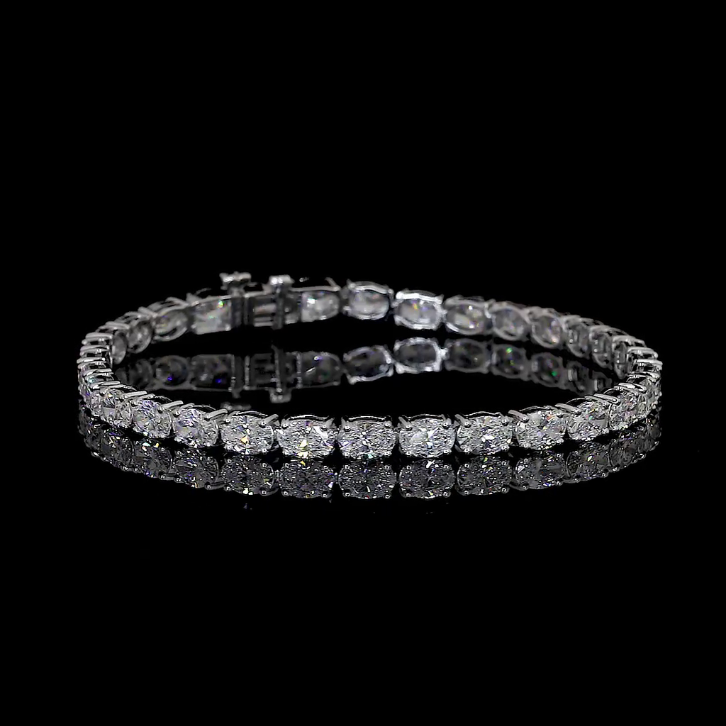 8.02 Cts 14k White Gold Oval Shape Tennis Bracelet