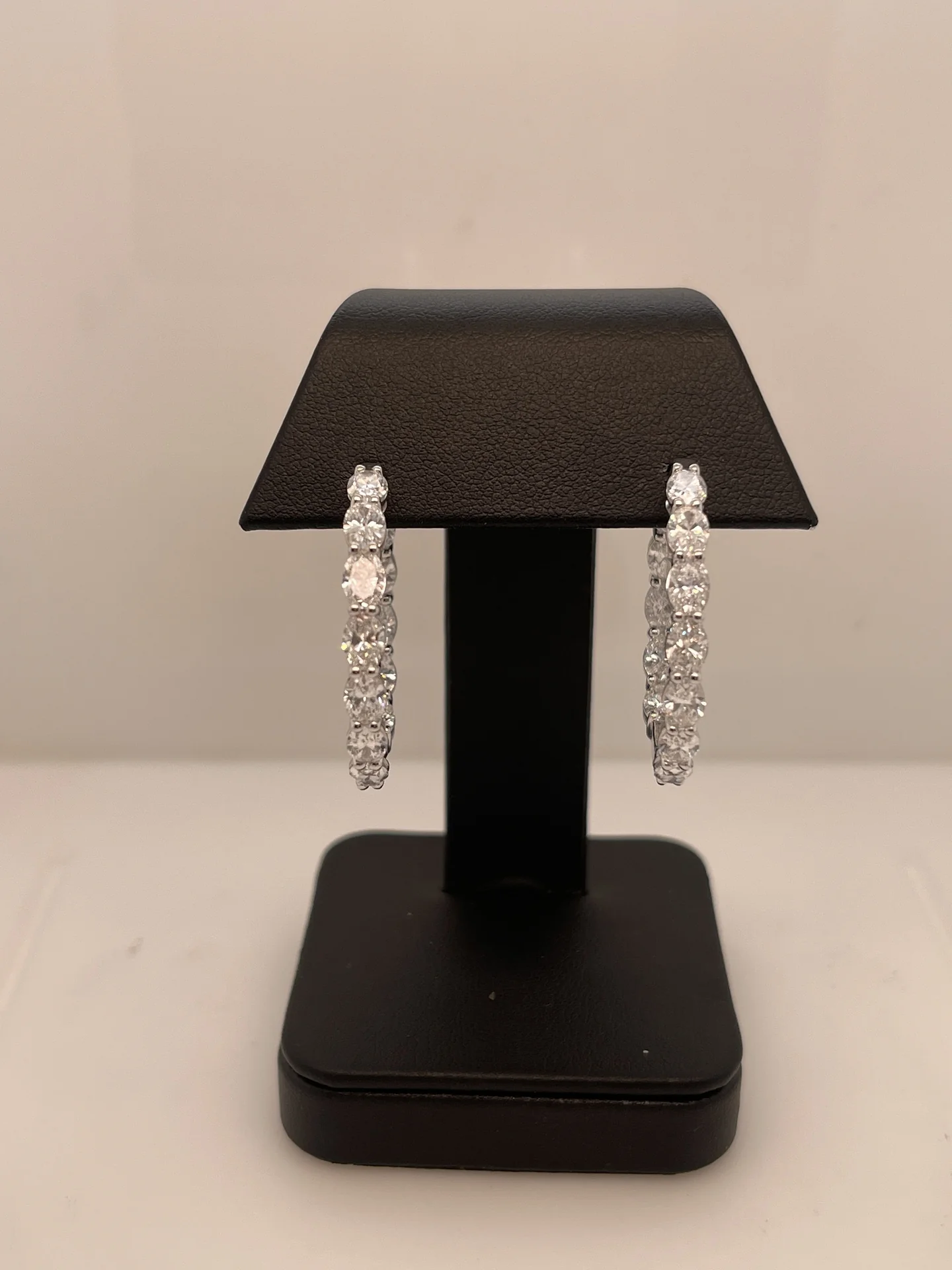 3.53 Cts 14k White Gold Oval Shape Hoops Earring