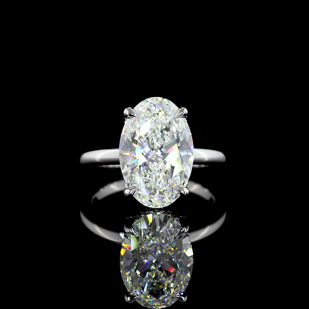 8.48 Cts 14k White Gold Oval Shape Hidden Halo Ring