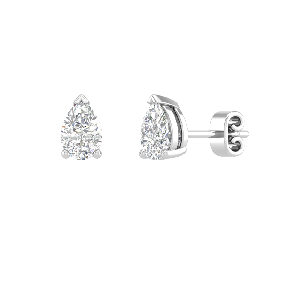 0.9 Cts 14k White Gold Pear Shape Studs Earring