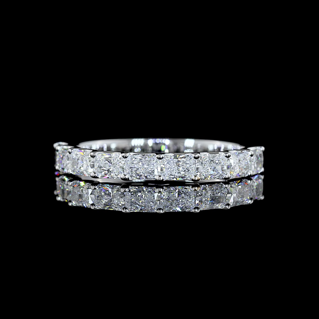 1 Cts 14k White Gold Radiant Shape Half Eternity Eternity Band