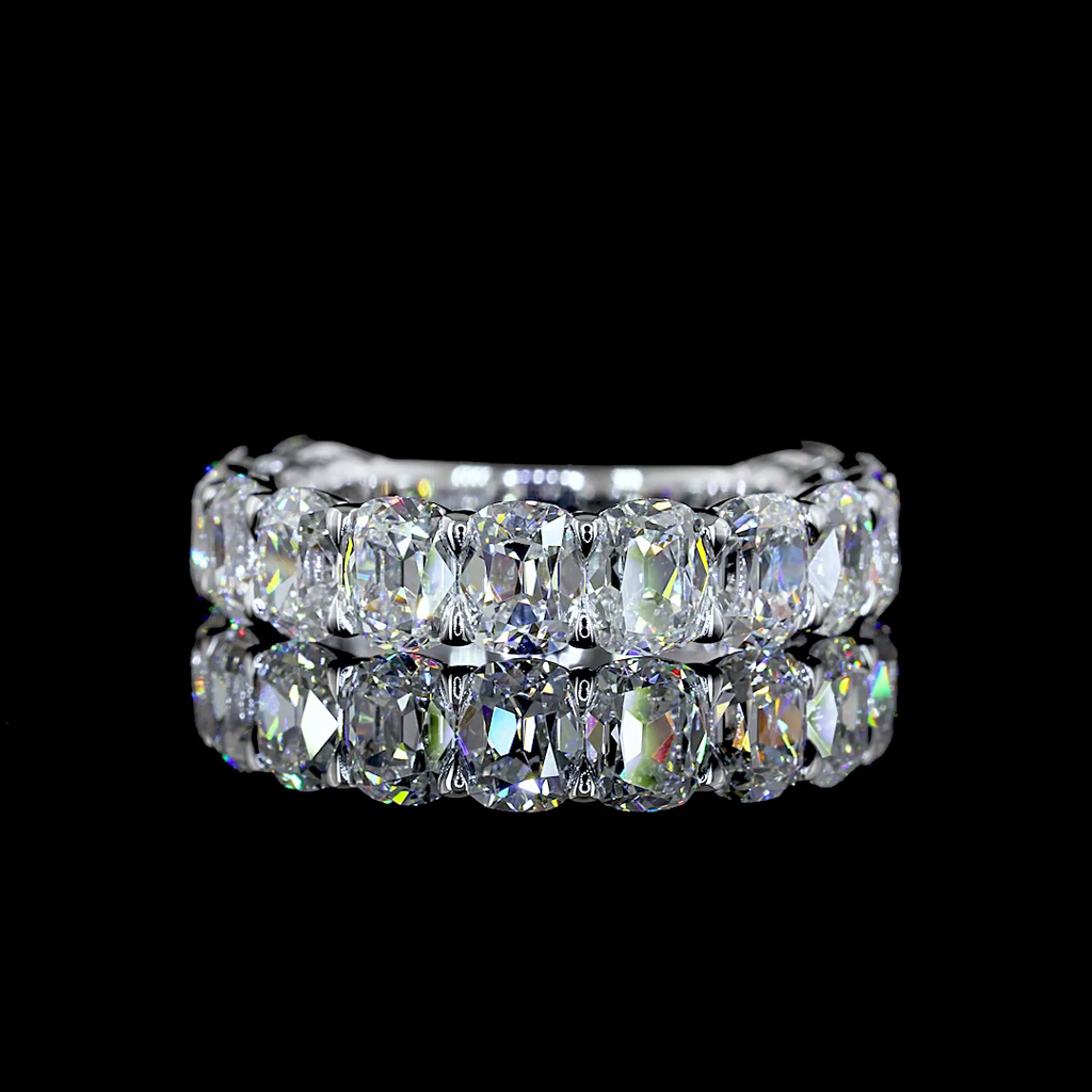 4.58 Cts 14k White Gold Antique Cushion Shape 3/4 Band Eternity Band