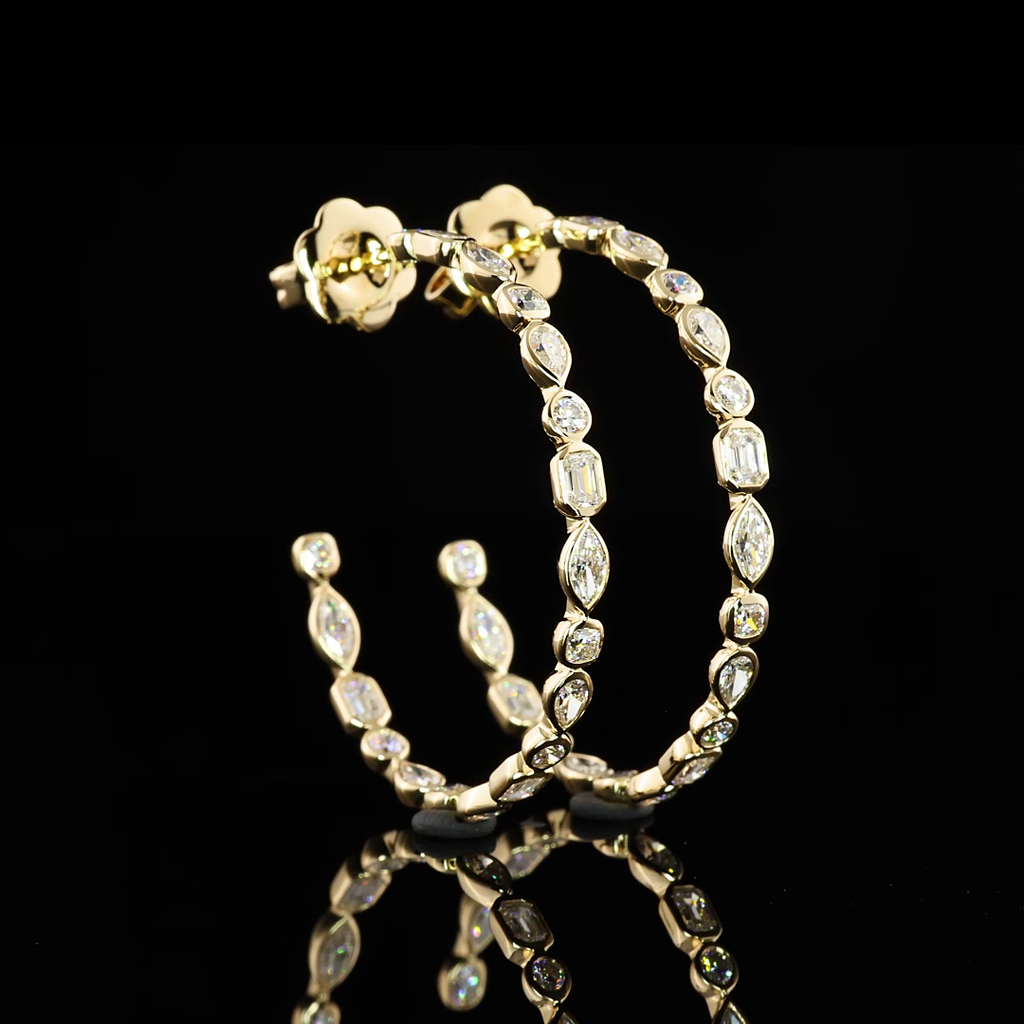 2.06 Cts 14k Yellow Gold Mix Shape C Hoops Earring