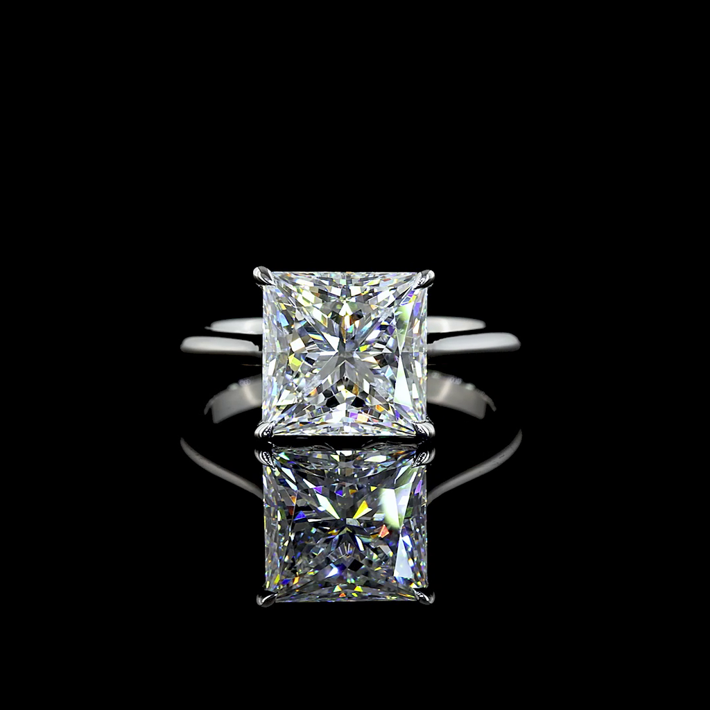 4.36 Cts Platinum Mix Shape Hidden Halo Ring