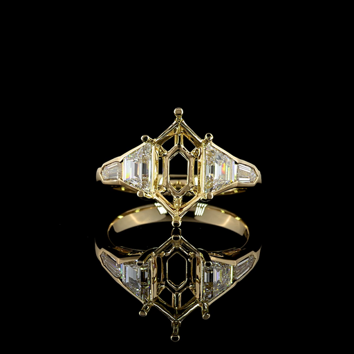 [RG14Y5SM400PNS] 4.07 Cts 14k Yellow Gold Step Marquise Shape 5 Stones Ring