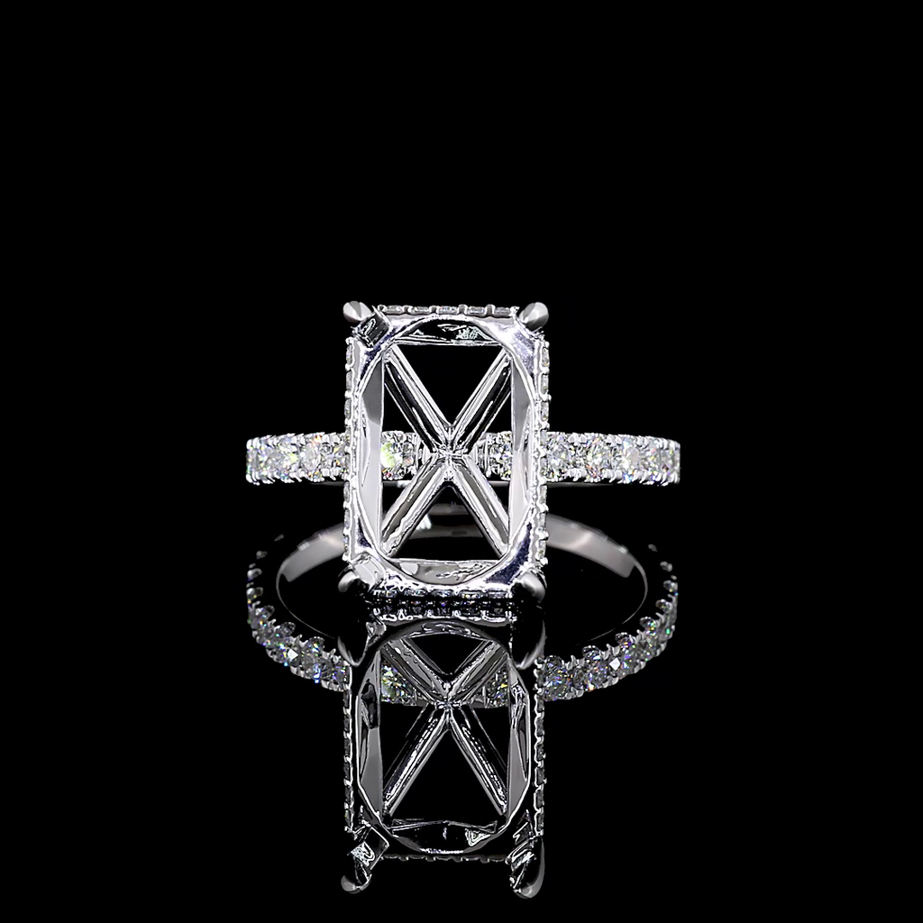 0.83 Cts 14k White Gold Shape Hidden Halo Ring