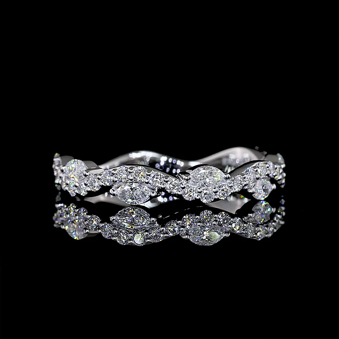 0.6 Cts 18k White Gold Mix Shape 3/4 Band Eternity Band