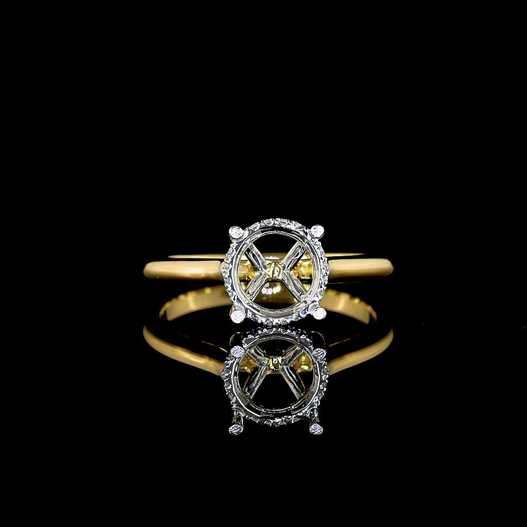 0.08 Cts 18k Yellow Gold - Platinum Shape Hidden Halo Ring