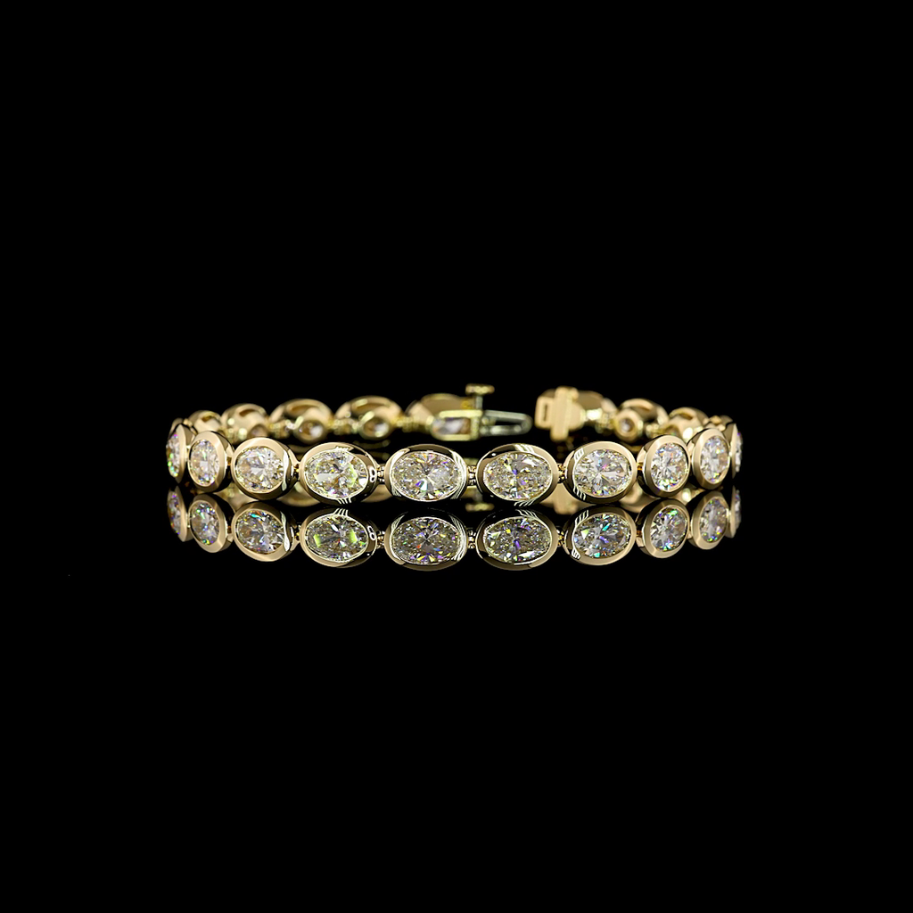 15.51 Cts 14k Yellow Gold Oval Shape Tennis Bracelet