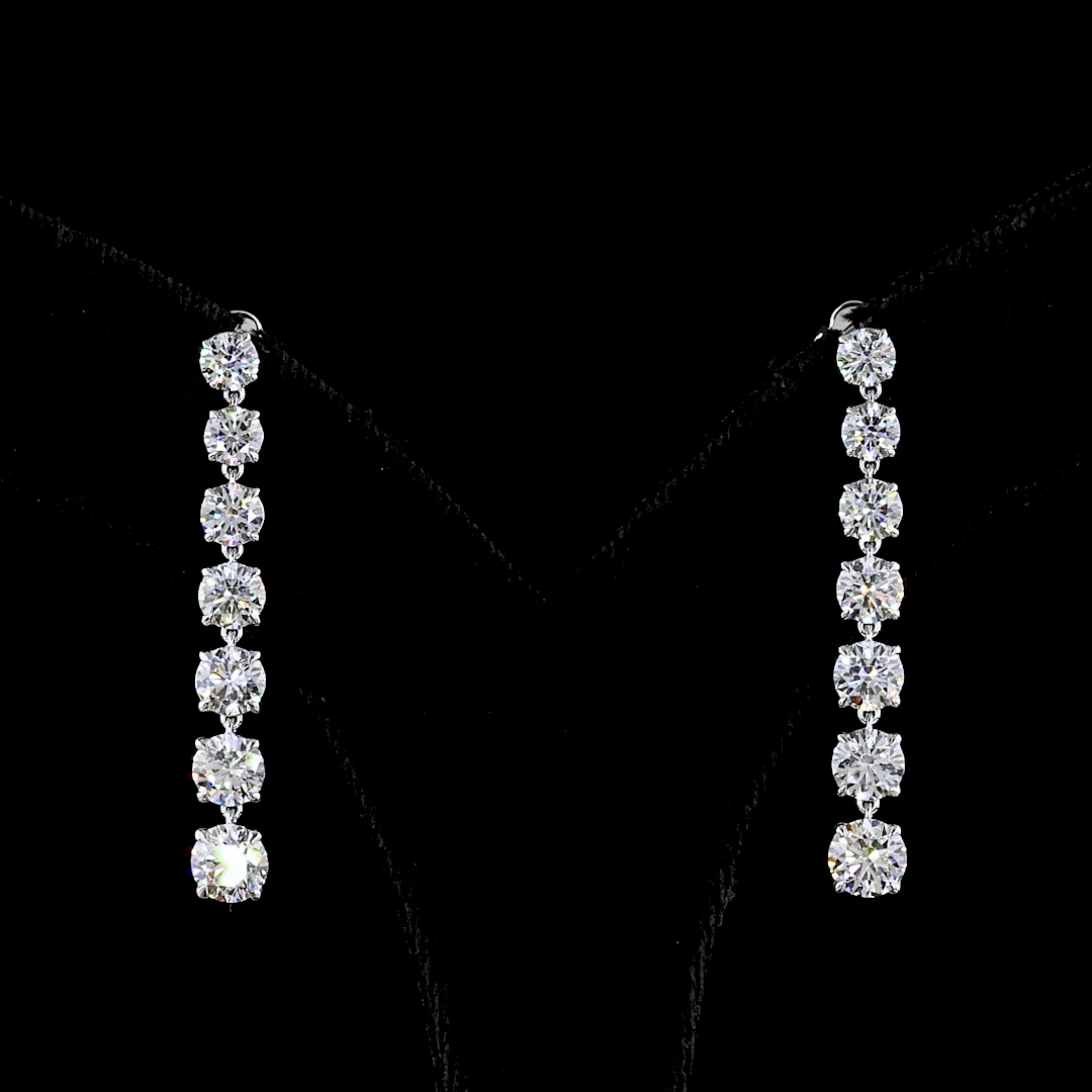 4.41 Cts 14k White Gold Round Shape Hanging Earring