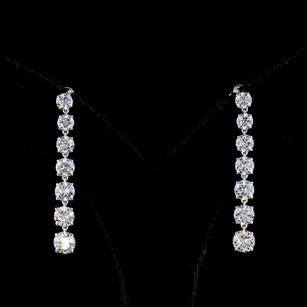 4.41 Cts 14k White Gold Round Shape Hanging Earring