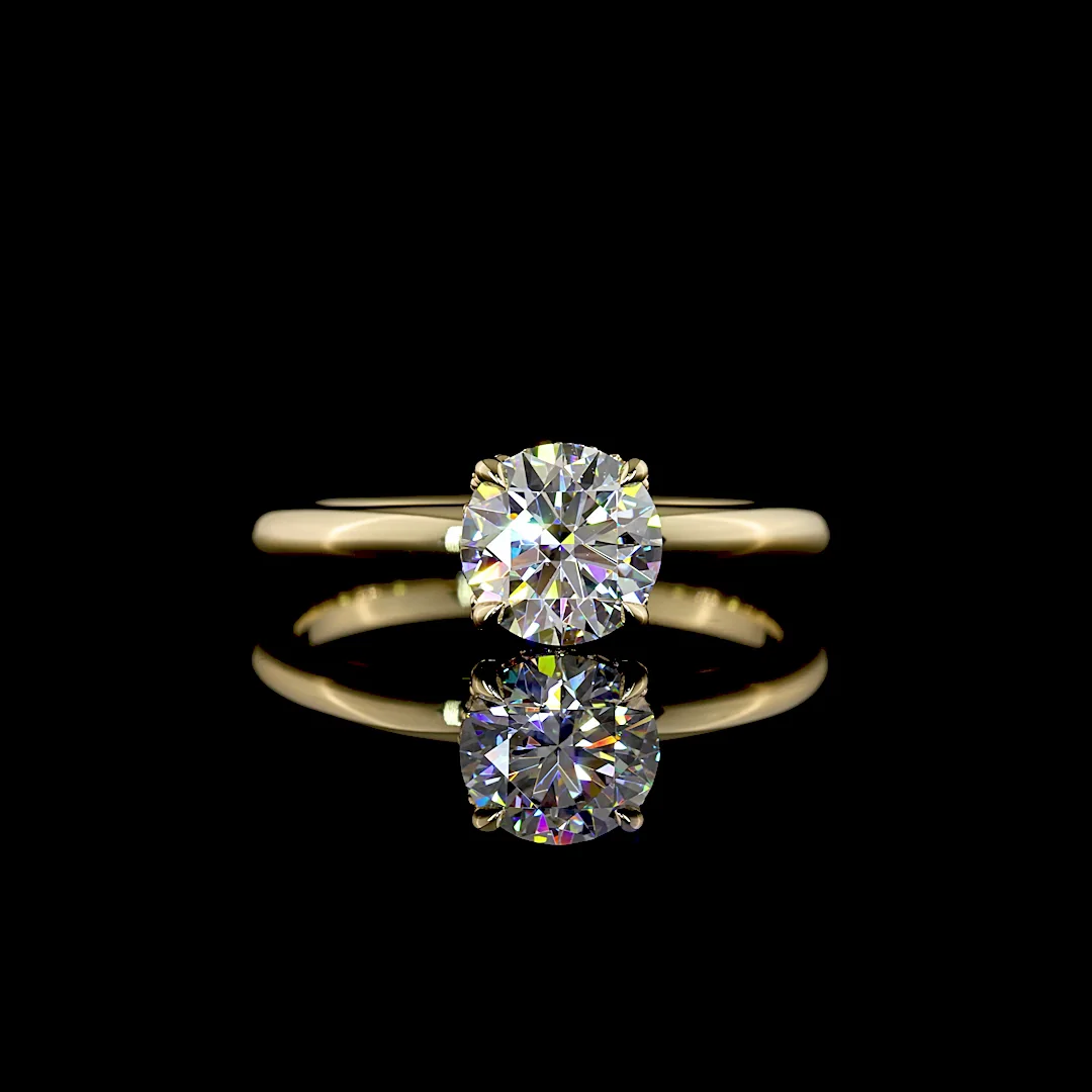 1.13 Cts 14k Yellow Gold Round Shape Hidden Halo Ring