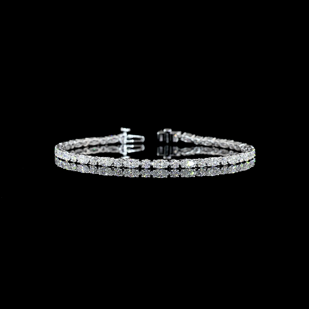 4.16 Cts 14k White Gold Marquise Shape Tennis Bracelet
