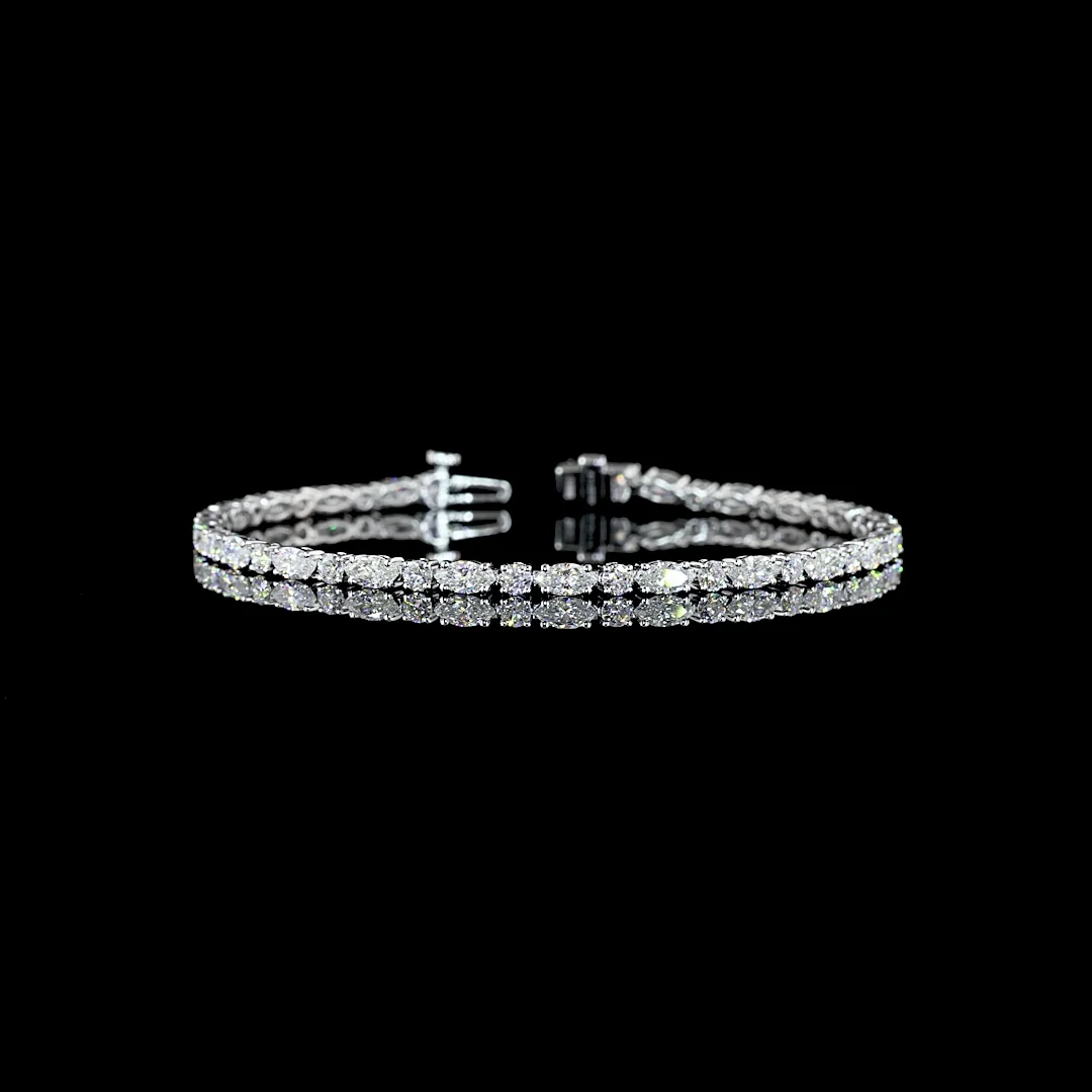 4.16 Cts 14k White Gold Marquise Shape Tennis Bracelet
