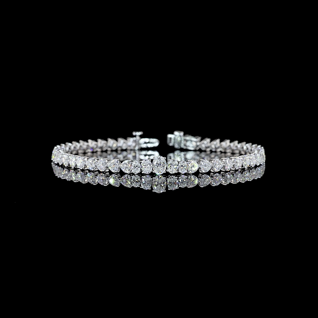 6.96 Cts 14k White Gold Mix Shape Tennis Bracelet