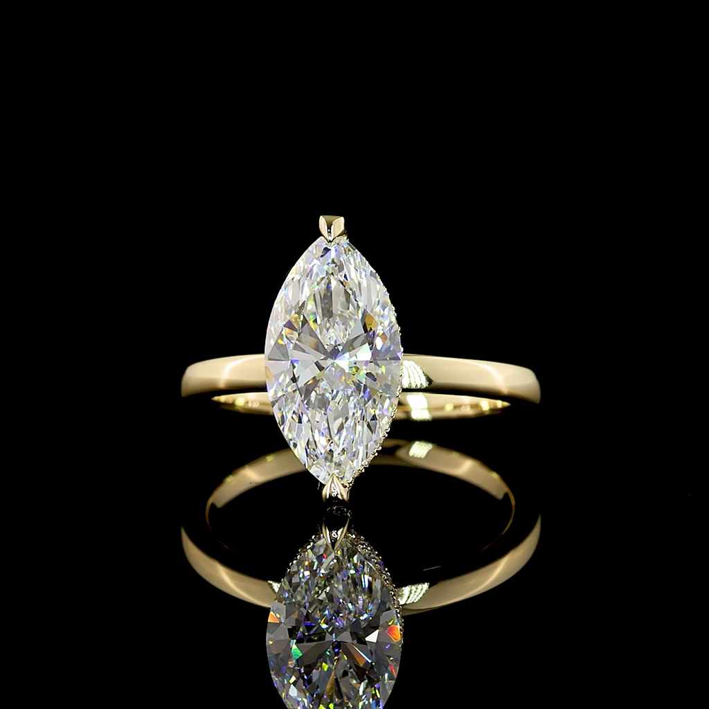 2.72 Cts 14k Yellow Gold Marquise Shape Hidden Halo Ring