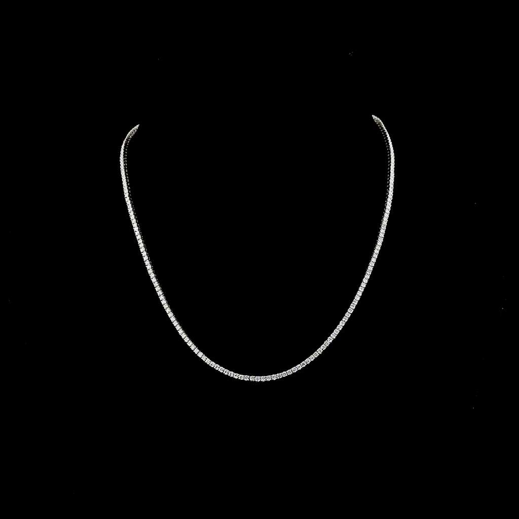 4.69 Cts 14k White Gold Round Shape Tennis Necklace