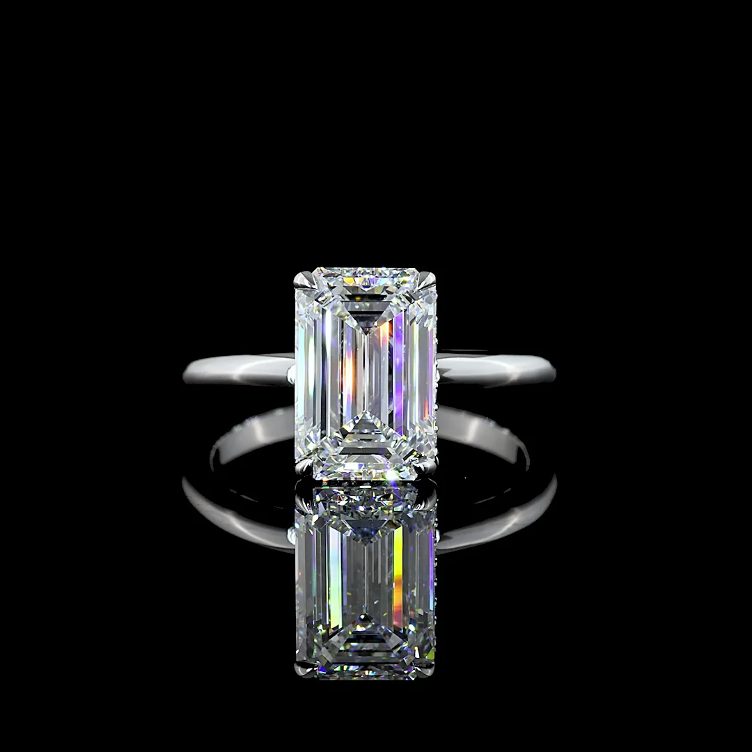 3.19 Cts 14k White Gold Mix Shape Hidden Halo Ring