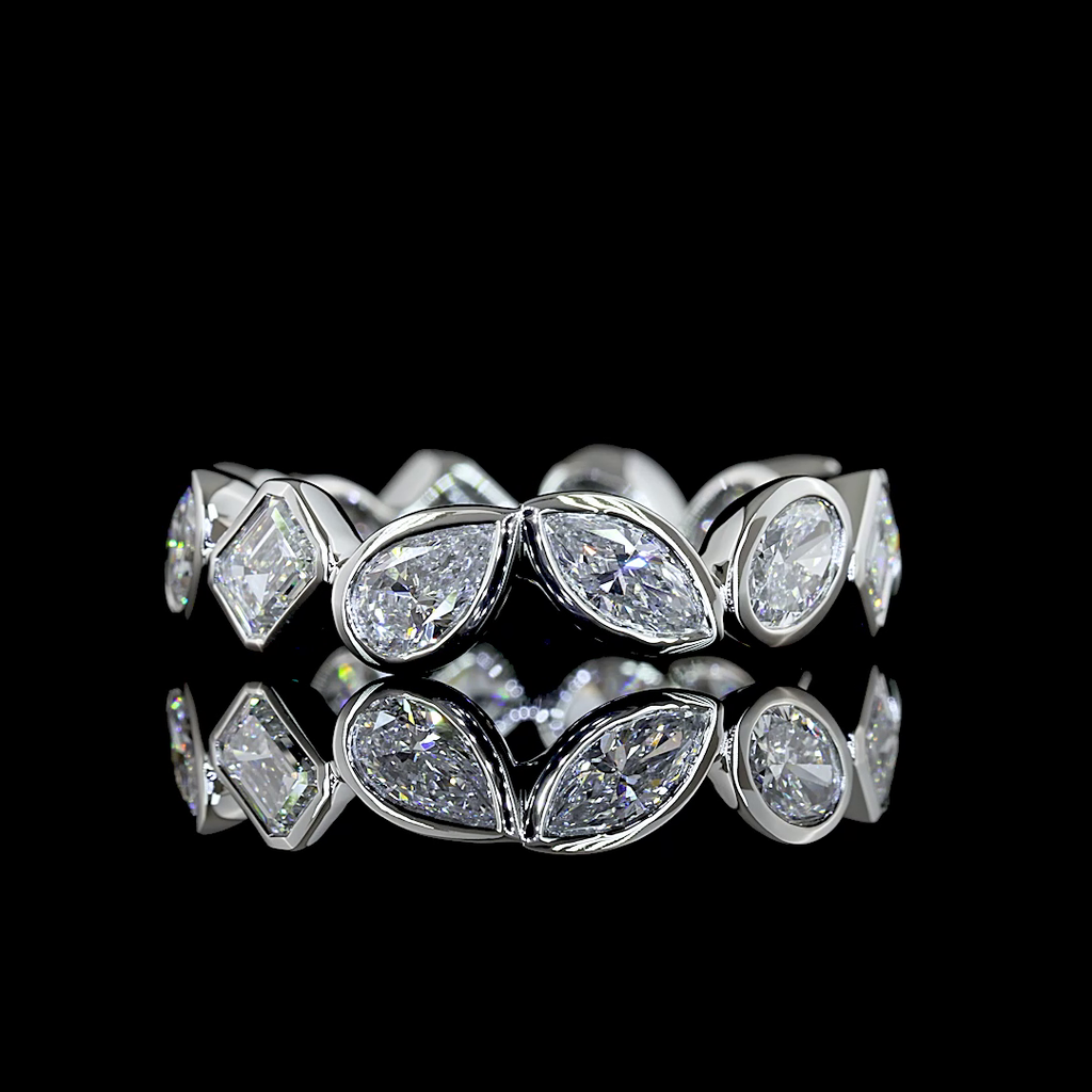 2.68 Cts Platinum Mix Shape Eternity Band Eternity Band