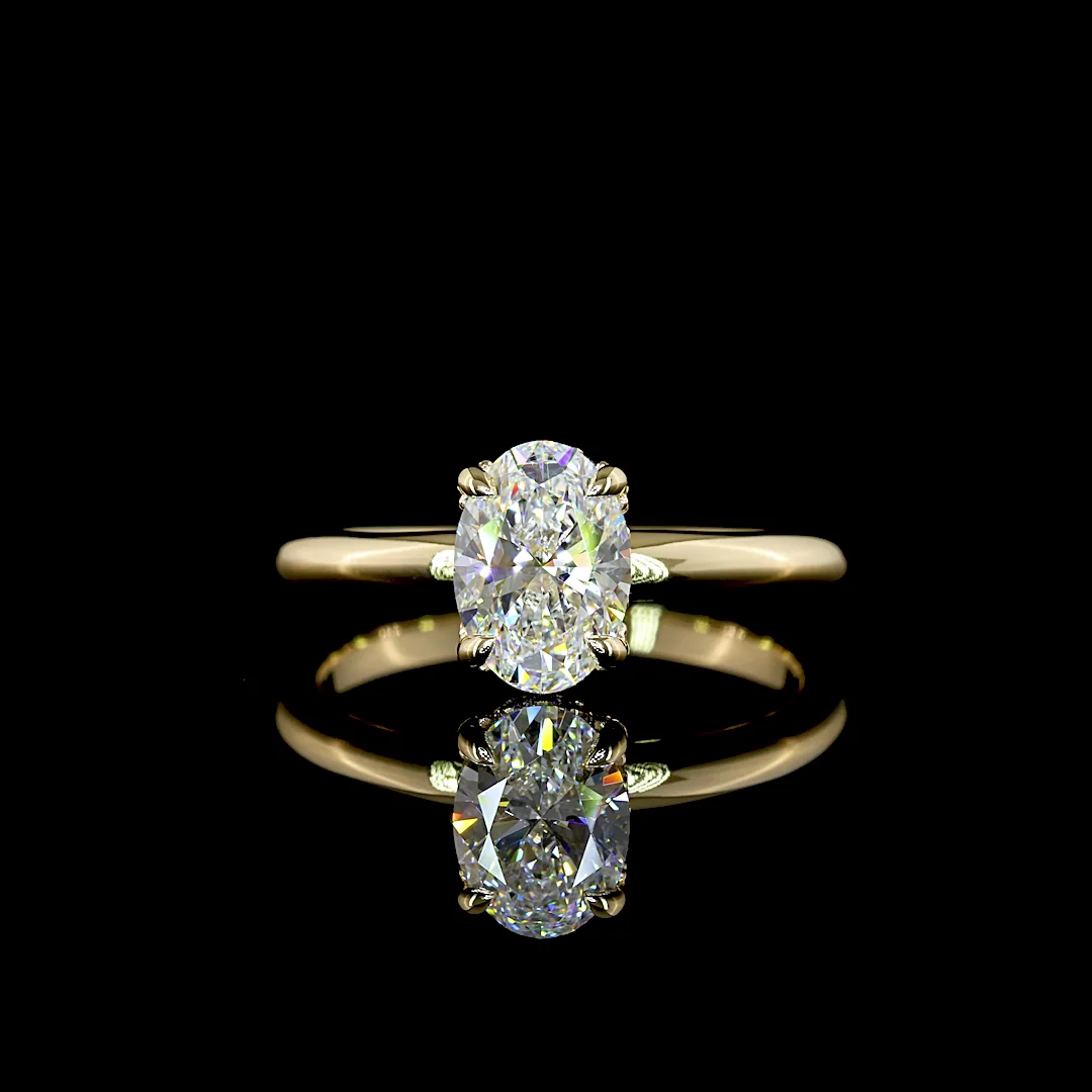 1.12 Cts 14k Yellow Gold Oval Shape Hidden Halo Ring