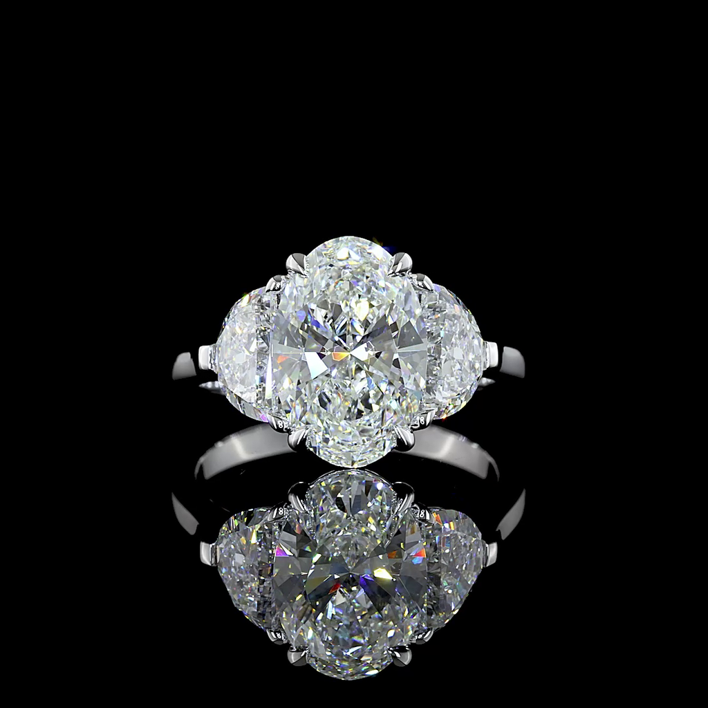 4.4 Cts 14k White Gold Mix Shape 3 Stones Ring