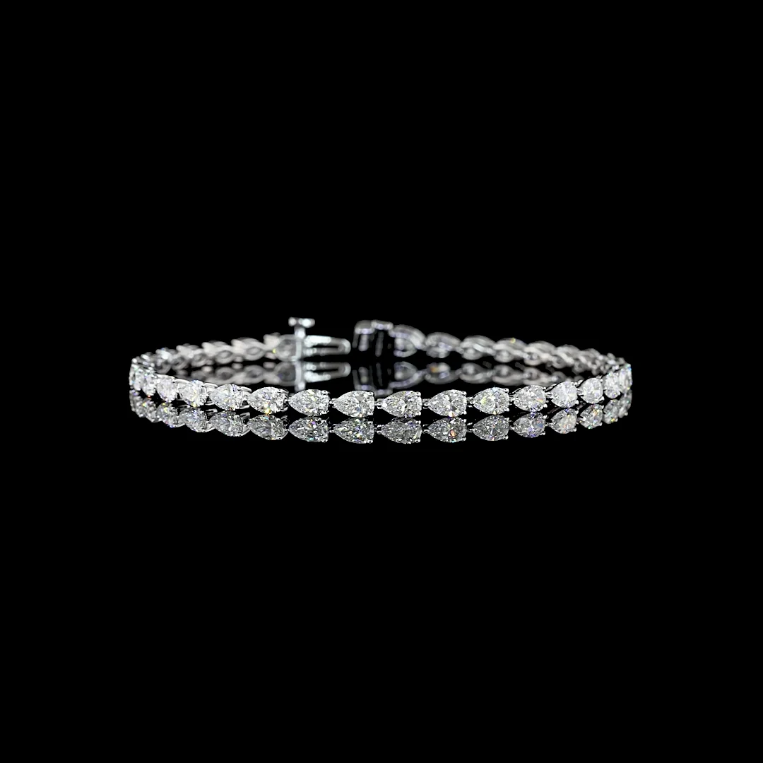 6.1 Cts 14k White Gold Pear Shape Tennis Bracelet
