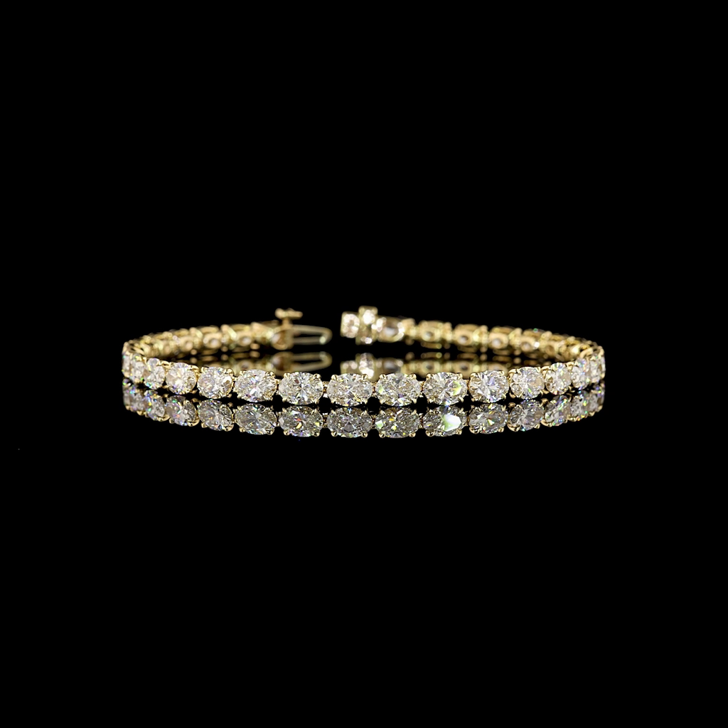 10.55 Cts 14k Yellow Gold Oval Shape Tennis Bracelet