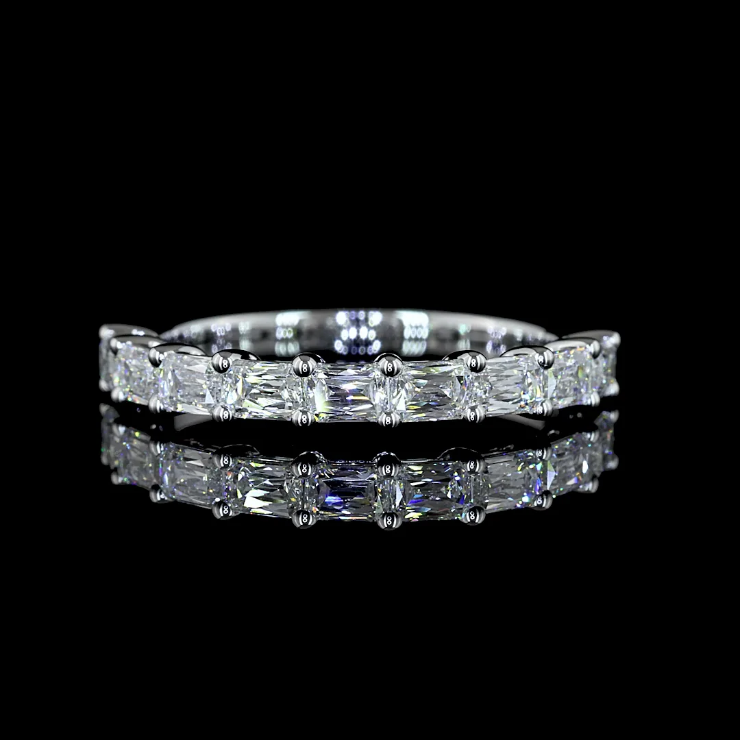 0.94 Cts 14k White Gold Radiant Modified Shape Half Eternity Eternity Band