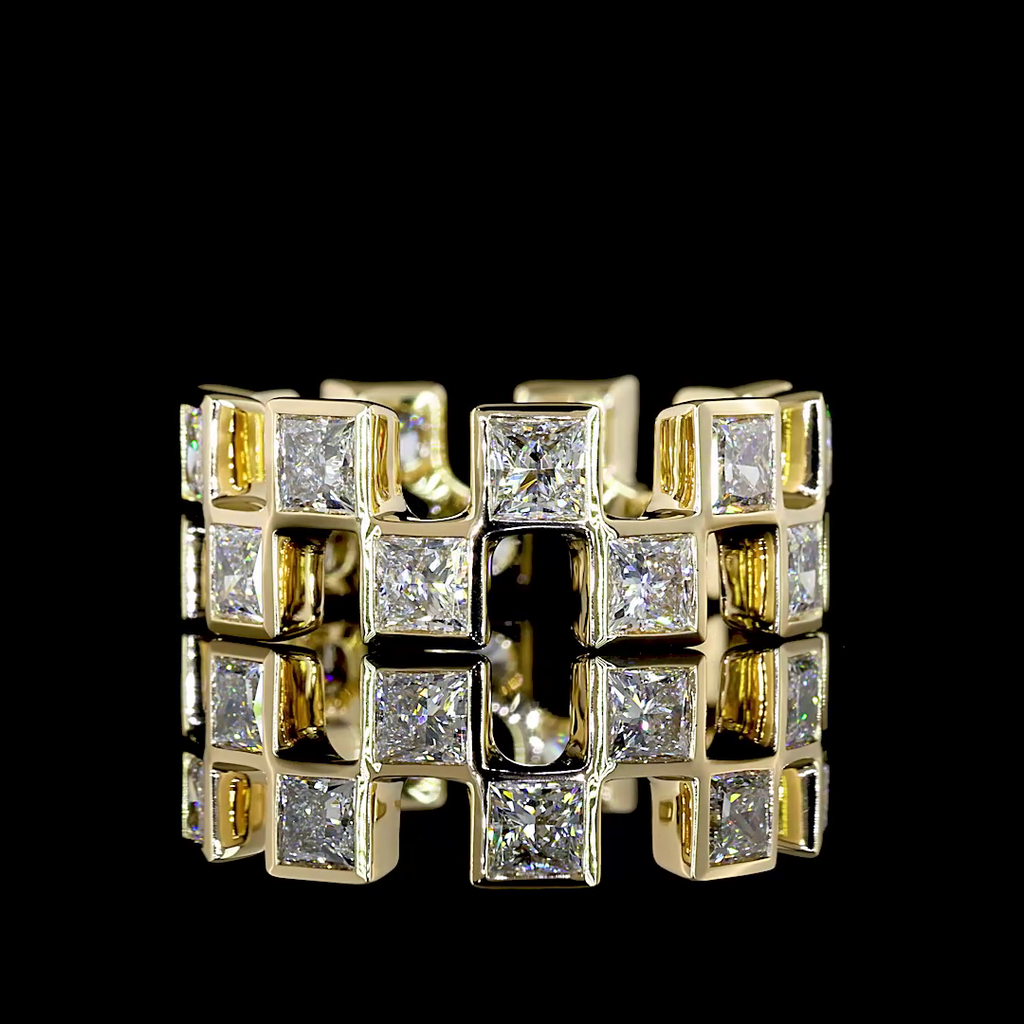 3.62 Cts 14k Yellow Gold Princess Shape Eternity Band Eternity Band