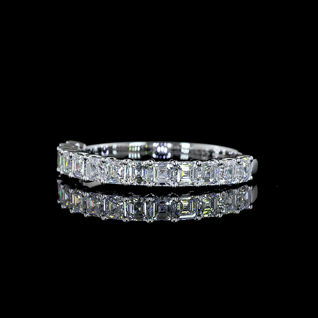 1.05 Cts 18k White Gold Asscher Shape Half Eternity Eternity Band