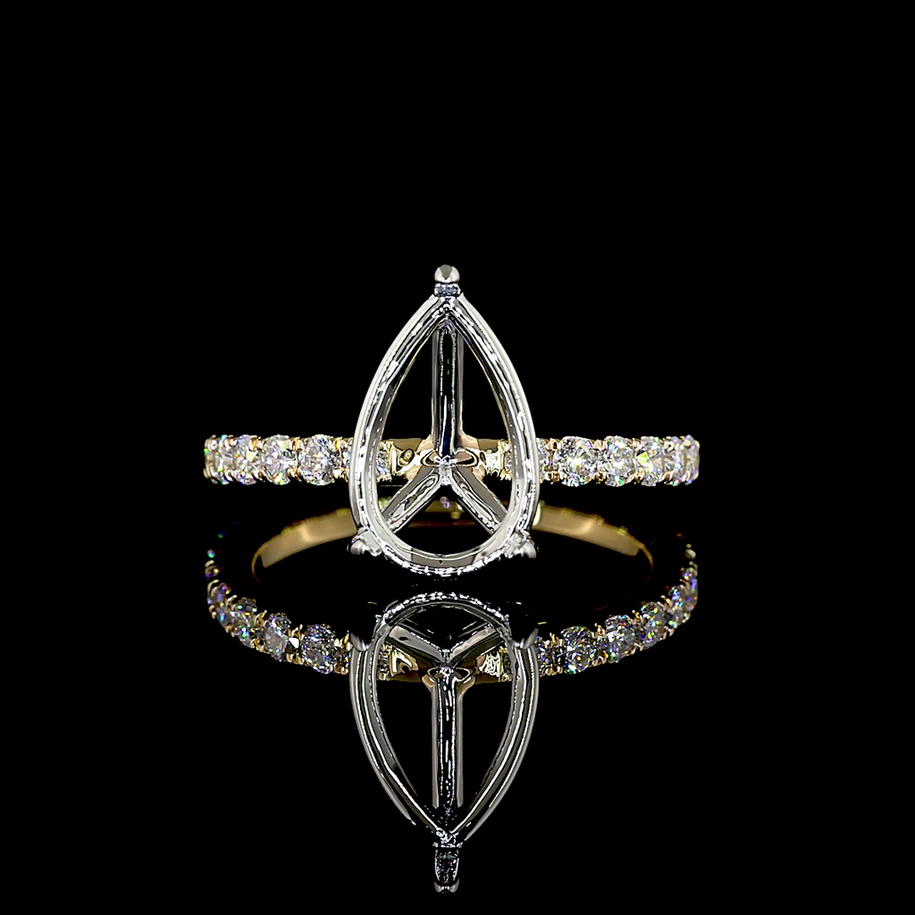 0.47 Cts 14k Yellow Gold Round Shape Hidden Halo Ring