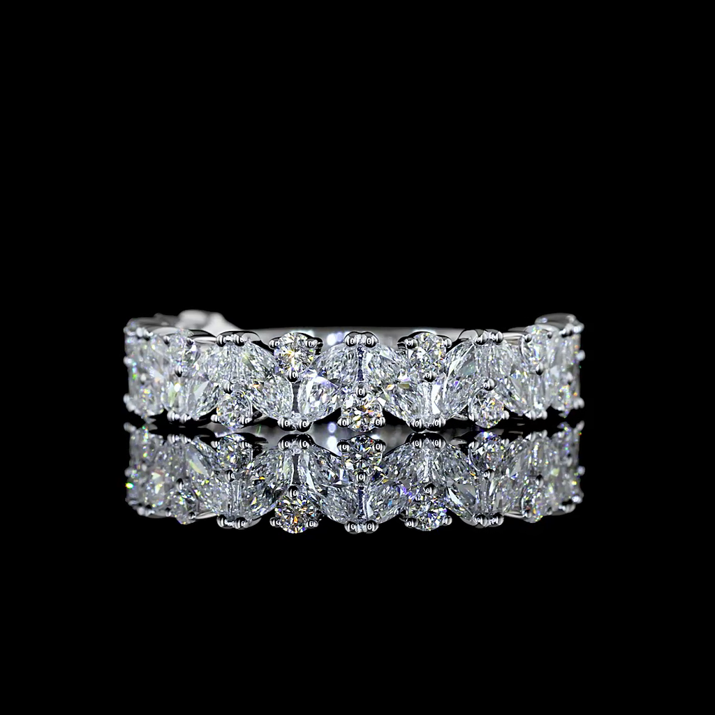 1.11 Cts 14k White Gold Mix Shape 3/4 Band Eternity Band