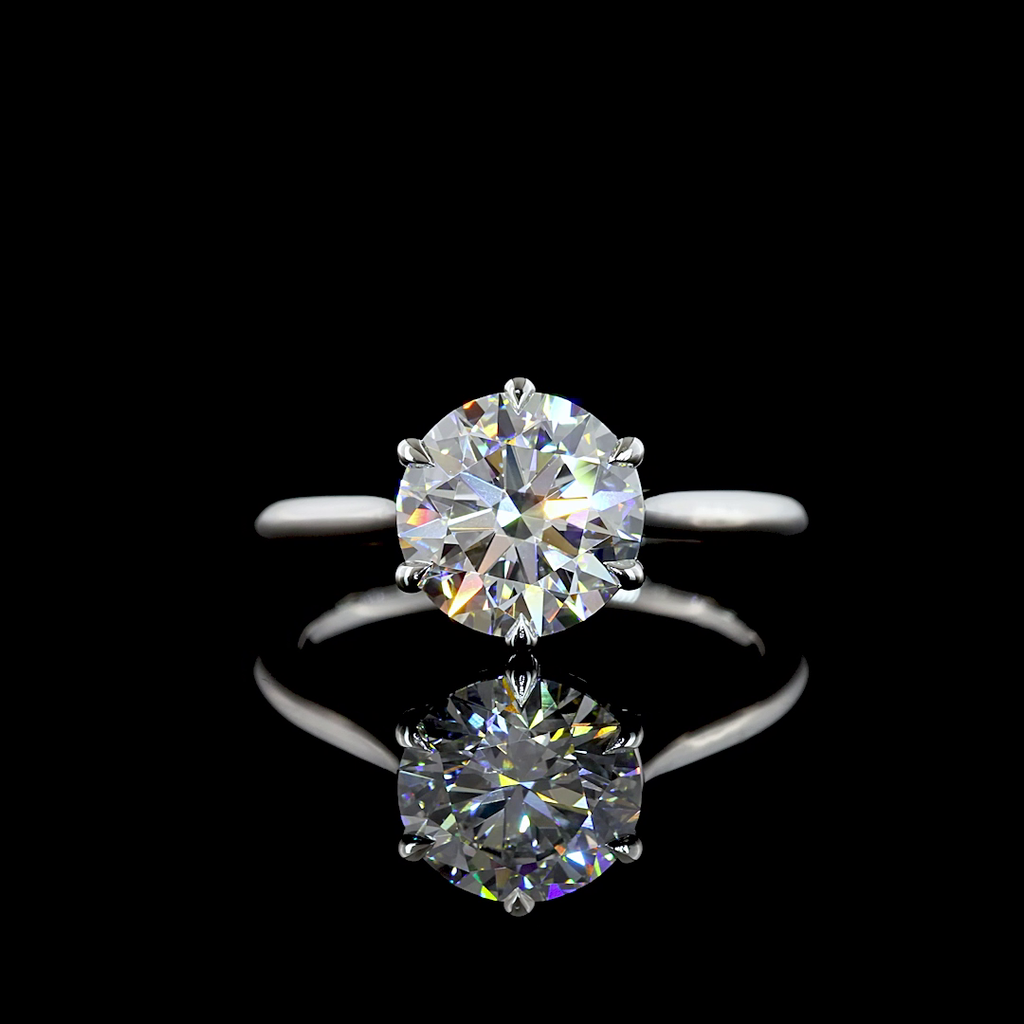 2.55 Cts Platinum Round Shape Solitaire Ring