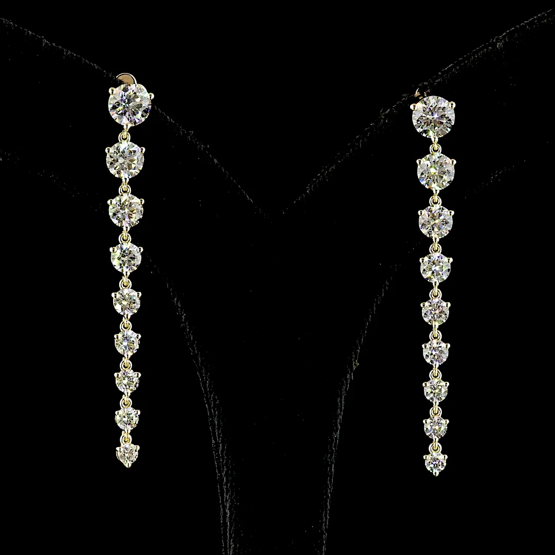 4.91 Cts 14k Yellow Gold Round Shape Hanging Earring