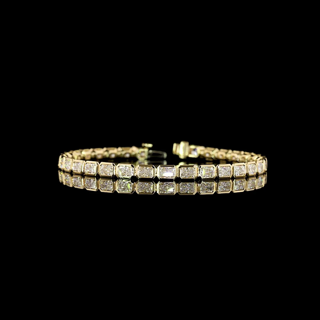 7.11 Cts 14k Yellow Gold Radiant Shape Tennis Bracelet