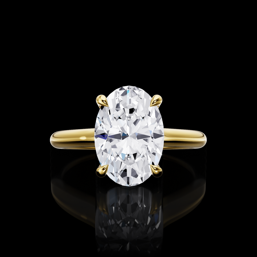 0.12 Cts 18k Yellow Gold Oval Shape Hidden Halo Ring