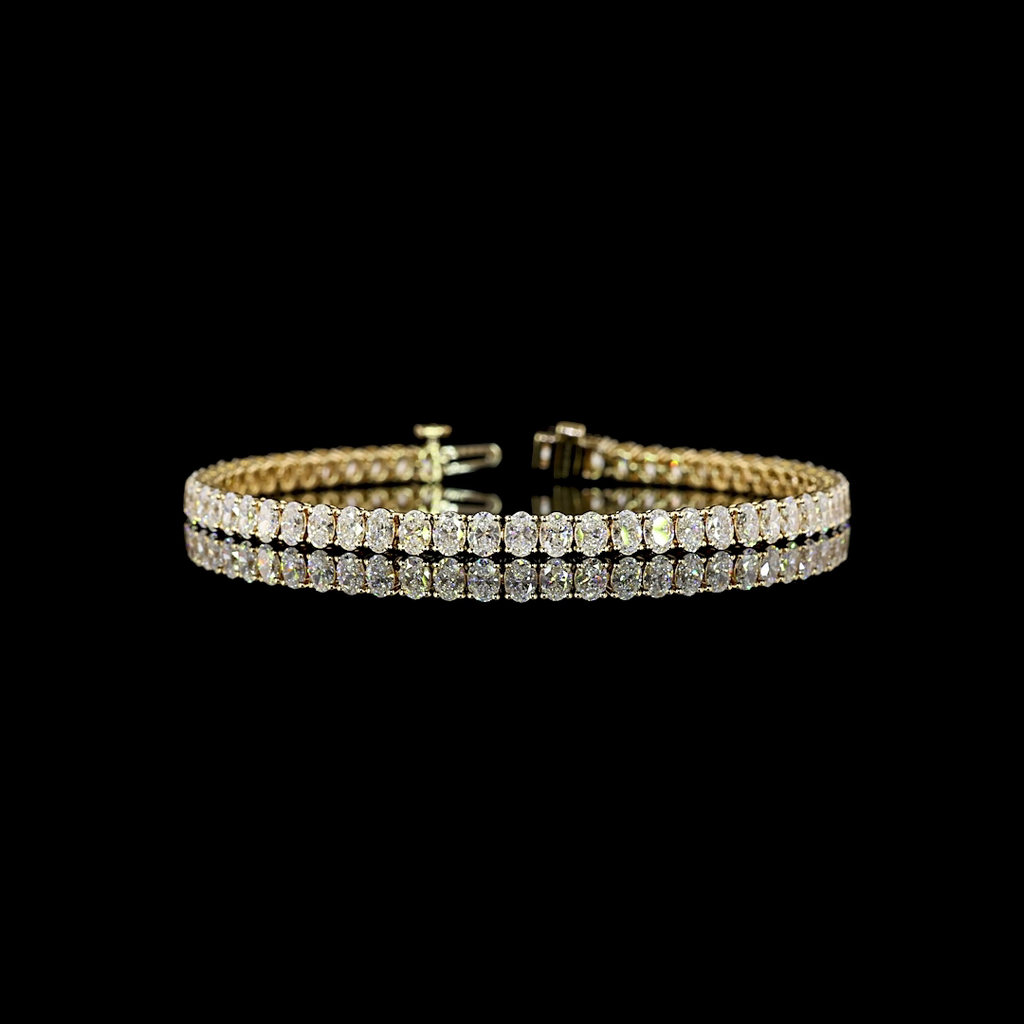 6.76 Cts 14k Yellow Gold Oval Shape Tennis Bracelet