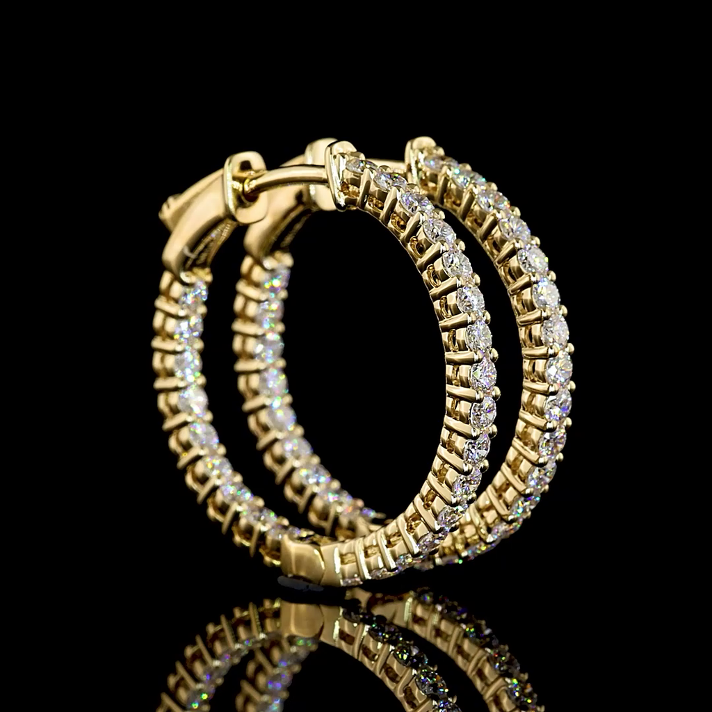 0.93 Cts 14k Yellow Gold Round Shape Hoops Earring