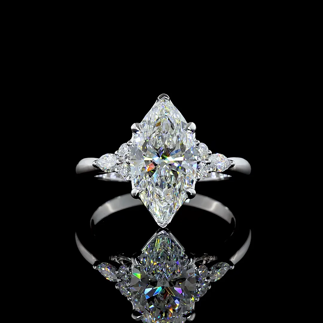 2.72 Cts 14k White Gold Marquise Shape Special Ring